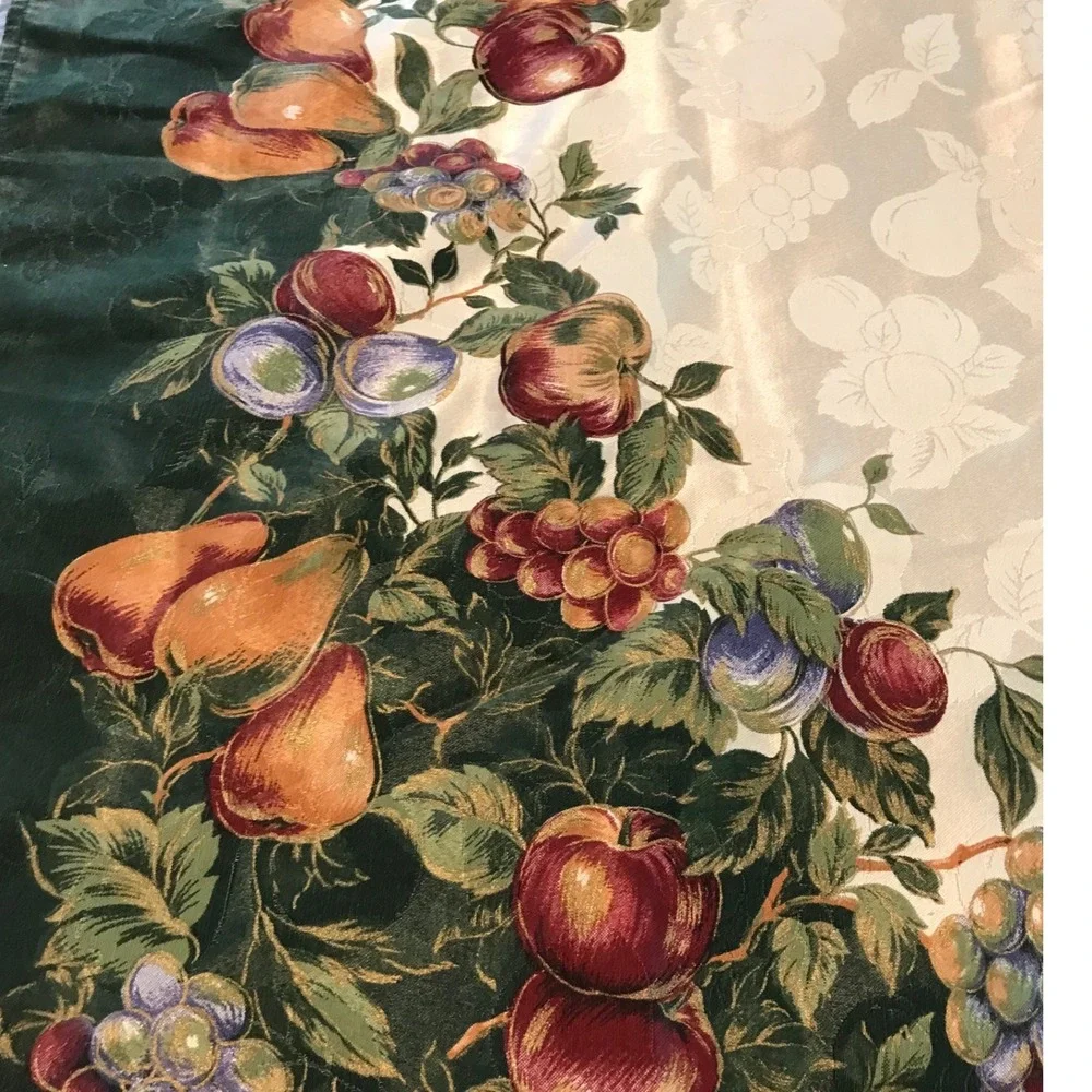 Elegant Holiday Fruit Harvest Damask Tablecloth 60x100 and 8 Napkins Set